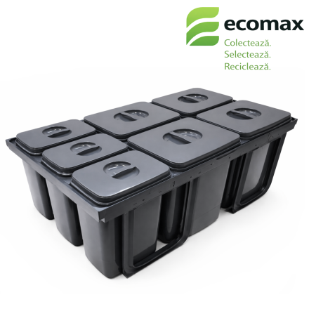 Cosuri de gunoi - Cos de gunoi Jazz 90 incorporabil in sertar, colectare selectiva, 4 compartimente x15 litri si 3x7 litri, H300 mm