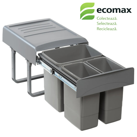 Cosuri de gunoi - Cos de gunoi Mega incorporabil, colectare selectiva, cu 1 compartiment x15 litri si 2x 7 litri