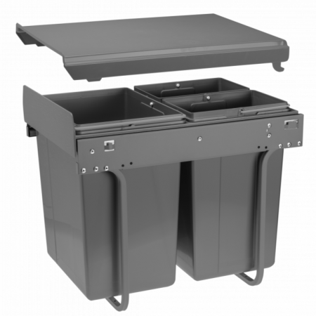Cosuri de gunoi - Cos de gunoi Practi Eco incorporabil cu 2 compartimente x 10 L si 1 compartiment x 20 L, pentru corp de 400 mm, gri antracit