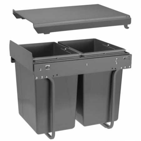 Cosuri de gunoi - Cos de gunoi Practi Eco incorporabil cu 2 compartimente x 20 L, pentru corp de 400 mm, gri antracit