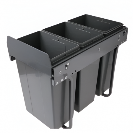 Cos de gunoi Practi Eco incorporabil cu 3 compartimente x 10 L, pentru corp de 300 mm, gri antracit [2]