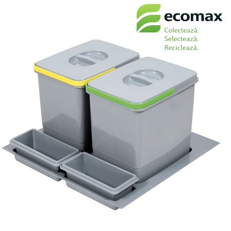 Cosuri de gunoi - Cos de gunoi Praktico incorporabil in sertar, colectare selectiva, cu 2 recipiente, pentru corp de 600 mm latime H:230 mm