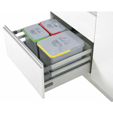 Cos de gunoi Praktico incorporabil in sertar, colectare selectiva, cu 3 recipiente, pentru corp de 600 mm latime H:300mm [1]