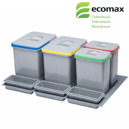 Cos de gunoi Praktico incorporabil in sertar, colectare selectiva, cu 4 recipiente, pentru corp de 800 mm latime [0]