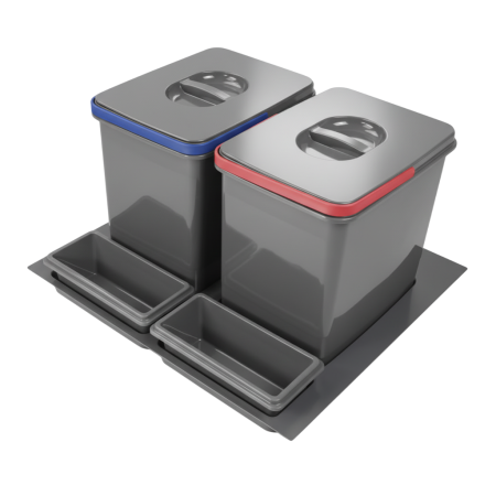 Cos de gunoi Praktico Orion incorporabil in sertar, cu 2 recipiente, pentru corp de 600 mm latime H:230 mm [2]