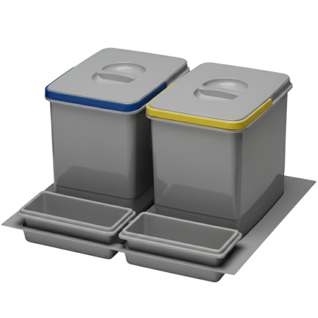 Cosuri de gunoi - Cos de gunoi Praktico Orion incorporabil in sertar, cu 2 recipiente, pentru corp de 600 mm latime H:300 mm