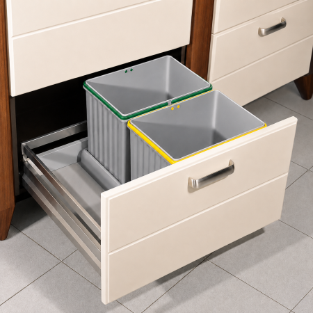 Coș gunoi Gollinucci Pulse 2C – gri deschis, 2 x 16 l [1]
