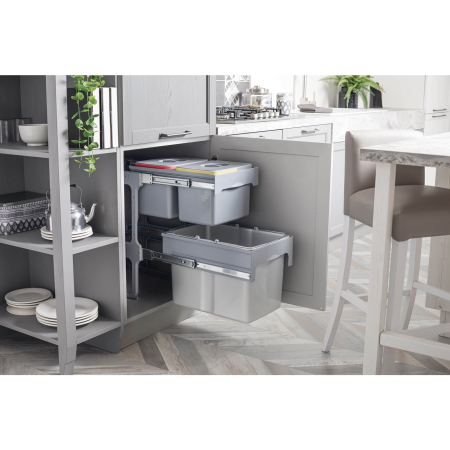 Cos de gunoi Tandem Short incorporabil, colectare selectiva, cu 1 compartiment x 34 litri si 2 compartimente x 12 litri [2]