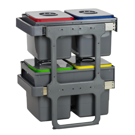 Cos de gunoi Tandem Short incorporabil, colectare selectiva, cu 2 compartimente x 15 litri si 2 compartimente x 12 litri [2]