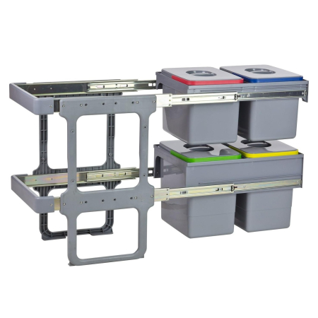 Cos de gunoi Tandem Short incorporabil, colectare selectiva, cu 2 compartimente x 15 litri si 2 compartimente x 12 litri [1]