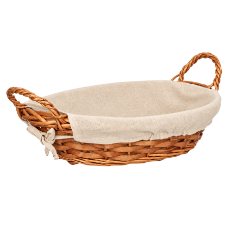 Organizatoare cosmetice - Coș depozitare oval Kipit, cu mânere, împletit, maro/bej, 35 x 25 x 9 cm