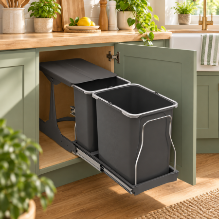 Coș gunoi încorporabil Ecomax Patty 30, colectare selectivă, gri antracit, 16 l + 8 l [2]