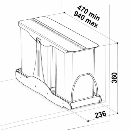 Coș gunoi încorporabil Ecomax Patty 30, colectare selectivă, gri antracit, 16 l + 8 l [1]