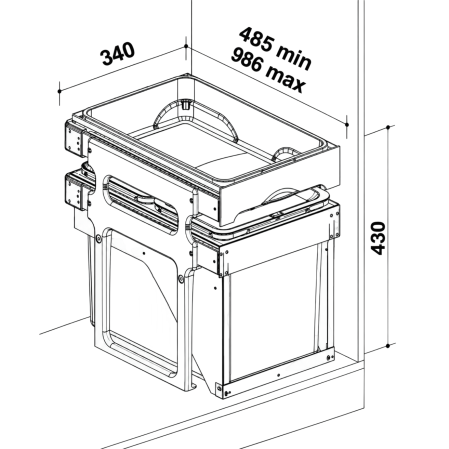 Coș gunoi încorporabil Ecomax Tank Front 40, cu extragere automata, gri antracit, 1 x 34 l [1]