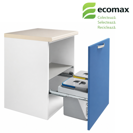 Coșuri de gunoi - Coș gunoi încorporabil Ecomax Unika 60, cu extragere automată, colectare selectivă, 2 x 15 l