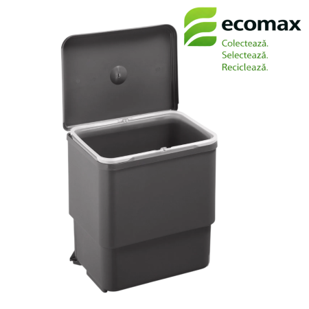 Coșuri de gunoi - Coș gunoi încorporabil în dulap Ecomax Sesamo 45, cu extragere automată, gri antracit, 1 x 16 l