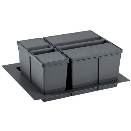 Coșuri de gunoi - Coș gunoi încorporabil în sertar Gollinucci, colectare selectivă, pentru corp de 600 mm, gri orion, 20 l + 9 l