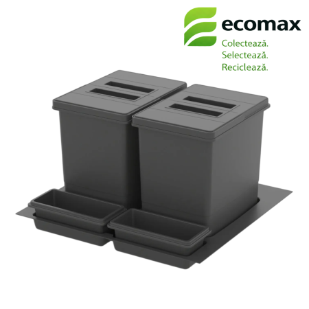 Coș gunoi încorporabil în sertar, Praktico Jazz Antracit 600 Ecomax, colectare selectivă, 2 x 15 l [0]