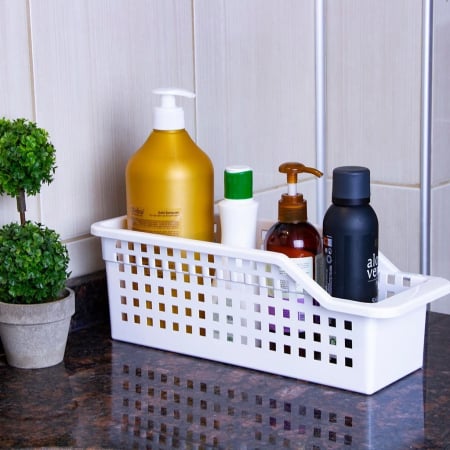 Organizatoare baie - Cos organizator, alb, 34.5x13x11.5 cm