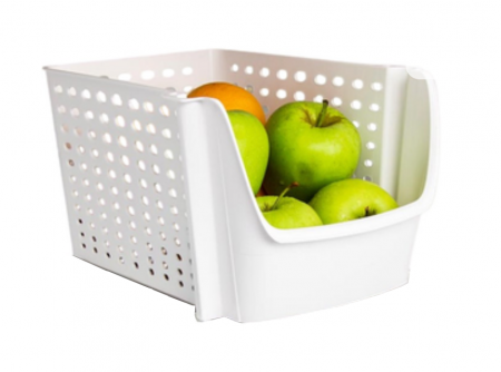 Organizatoare baie - Cos organizator mare, suprapozabil, alb, 29×21.5×15.9 cm