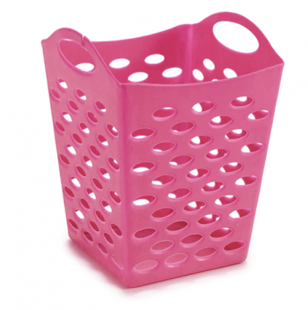 Organizatoare baie - Cos patrat multifunctional din plastic, roz