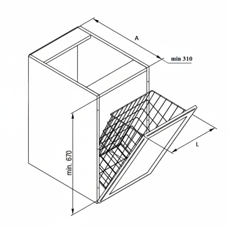 Cos rufe murdare incorporabil in dulap, pentru corp de 500 mm, finisaj gri grafit [4]