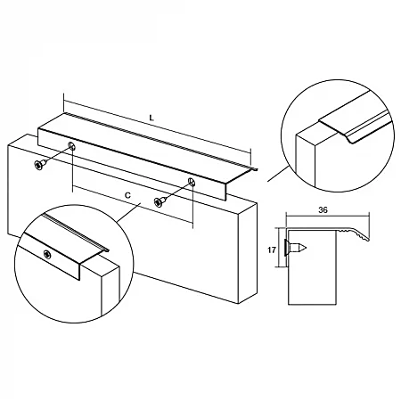 Cutie 25 bucati manere mobilier Cruve, finisaj negru mat, L:200 mm [6]