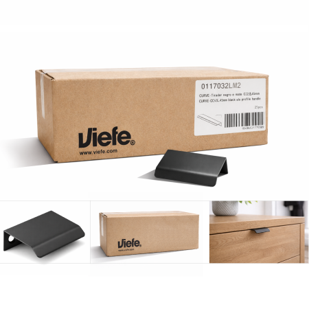 Manere pentru mobila - Cutie 25 bucati manere mobilier Cruve, finisaj negru mat, L: 45 mm