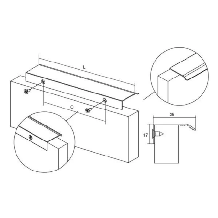 Cutie 25 bucati manere mobilier Cruve, finisaj negru mat, L: 45 mm [5]