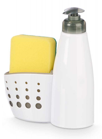 Dozatoare si suporturi sapun - Dozator detergent cu suport burete, alb, 350 ml