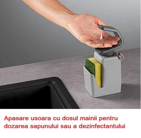 Dozator sapun cu suport pentru burete Soap Tex, gri [4]