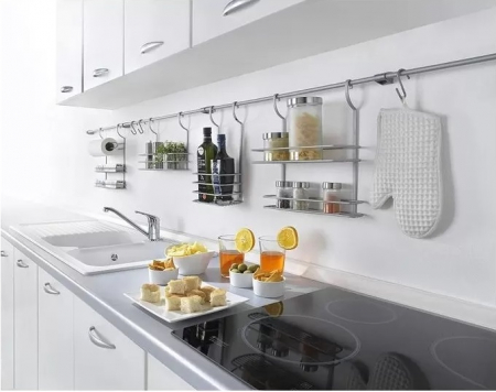 Etajera cu doua rafturi pentru recipiente City Frost, finisaj gri, 35 x 13 x 38 cm [2]