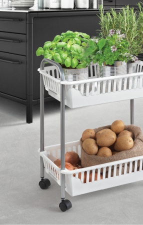 Etajera mobila Oslo cu 2 cosuri albe, 41x26x52 cm [1]