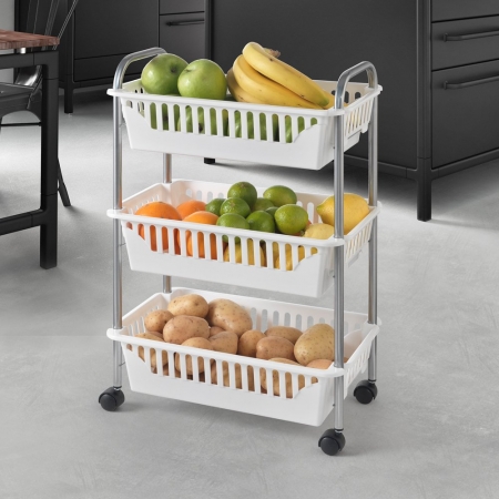 Etajera mobila Oslo cu 3 cosuri albe, 41x26x63 cm [1]