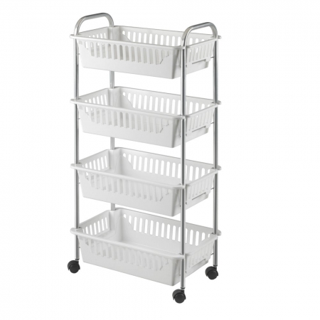 Etajera mobila Oslo cu 4 cosuri albe, 41x26x84 cm [3]