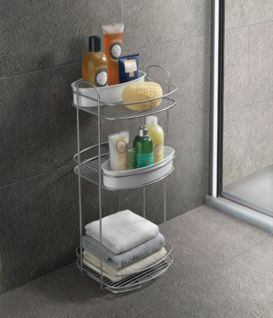 ETAJERA ORBIT CU 3 RAFTURI SI 2 COSURI, FINISAJ GRI, 26X27X65 CM [1]
