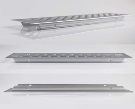 Grila ventilare din aluminiu, finisaj inox periat, 484x60 mm [2]