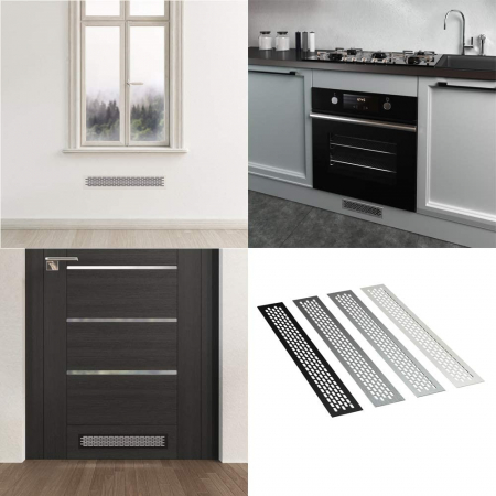 Grila ventilare din aluminiu, finisaj inox periat, 484x60 mm [4]