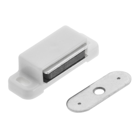 Încuietori și închideri mobilă - Închizător magnetic Mensa GTV pentru uși de mobilier, oțel / plastic, alb