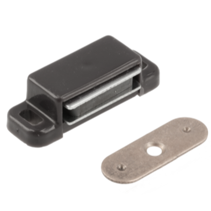 Încuietori și închideri mobilă - Închizător magnetic Mensa GTV pentru uși de mobilier, oțel / plastic, negru