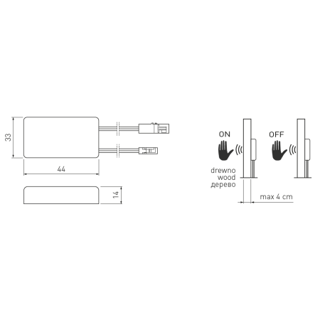 Întrerupător dimabil GTV pentru bandă LED, cu senzor și montaj ascuns sub blat, 50W, 12V, IP20 [1]