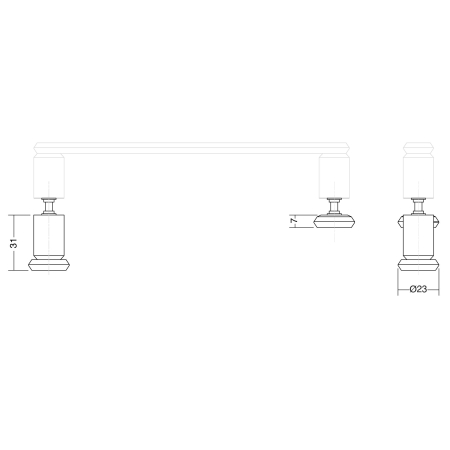 Kit montaj pentru maner Fase pe usi de sticla / cabina dus, finisaj alama cava periata, D:23 mm [1]