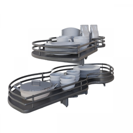 Combi 2 - Rafturi rotative cu extractie completa, Inoxa 846BE Ellite, pentru dulap de colt cu deschidere spre stanga si usa de 60 cm, finisaj ardezie [1]