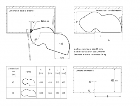 Combi 2 - Rafturi rotative cu extractie completa, Inoxa 846BE Ellite, pentru dulap de colt cu deschidere spre dreapta si usa de 45 cm, finisaj ardezie [3]