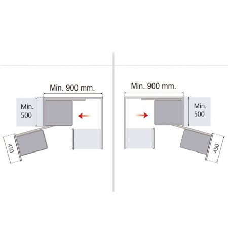 Magic Corner extractibil, reversibil si articulat, pentru corp de 900 mm, finisaj gri grafit [4]