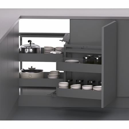 Cosuri colt - Magic Corner extractibil, reversibil si articulat, pentru corp de 900 mm, finisaj gri grafit