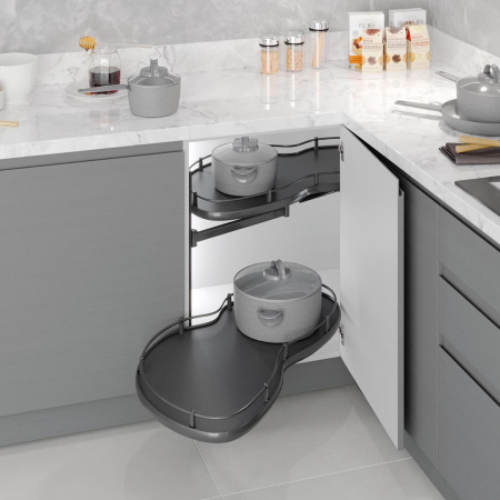 Magic Corner pentru dulap de colt  S-3013-A, cu deschidere spre stanga si usa de 45 cm, finisaj antracit [1]