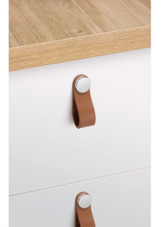 Maner, buton Flexa din piele bej pentru mobilier, cu ornament crom lucios, L:70 mm [1]
