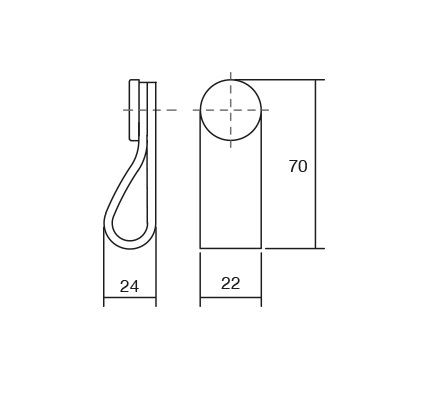 Maner, buton Flexa din piele neagra pentru mobilier, cu ornament finisaj cositor, L:70 mm [2]