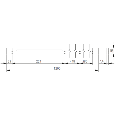 Mâner lung pentru mobilă Extend GTV, negru mat GT, L: 1200 mm [2]